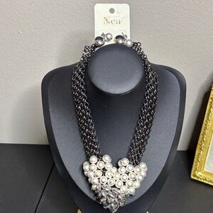 NWT Neu Party Chacha Faux Pearl Necklace & Earrings Set Jewelry